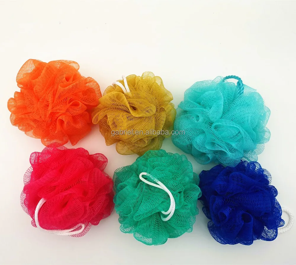 PE Mesh shower puff exfoliating body bath sponge
