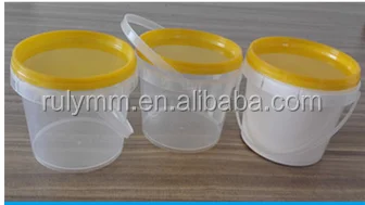 Qingdao factory clear/transparent food grade plastic buckets with custom lid color