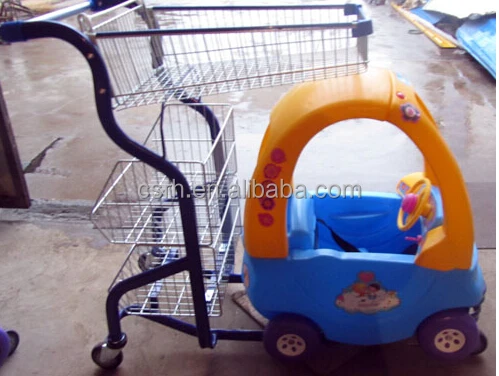 With A Plastic Toy Car for Kids Sit Supermarket Shopping Cart