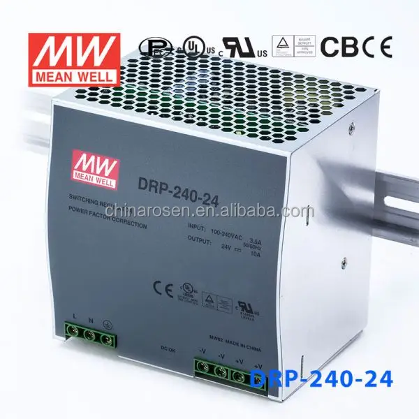ORIGINAL Meanwell DRP-240-24 AC-DC Single DIN Rail 240W 24V 10A Switch Power Supply