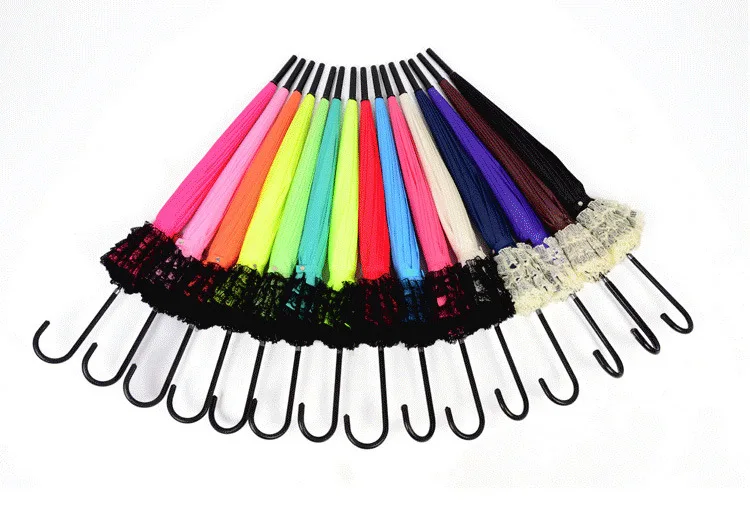 Colorful Fashion Pagoda Lace Umbrella Long Handle Outdoor Lady Sun Rain Parasol