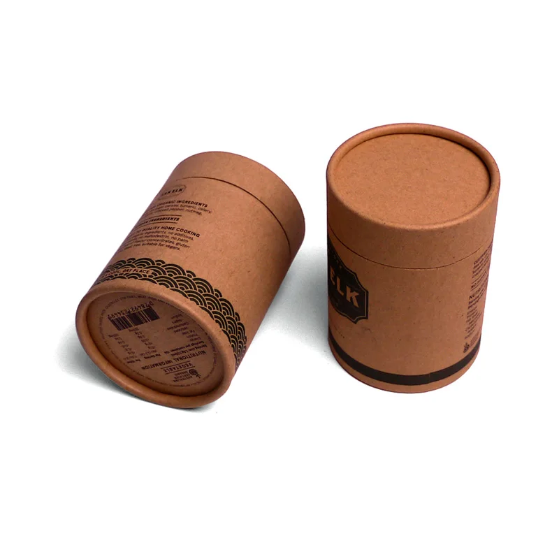 Custom cardboard tube for tea canister packaging box cylinder paper box with round hat lid