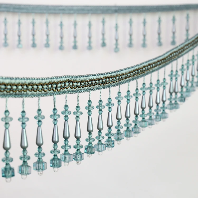 Hotsale Hotel Bedroom Bead Trimming Multicolor Silk Tassel Fringe Trim For Curtain