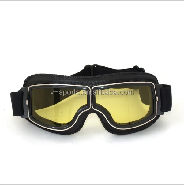 Brown Leather Frame with Clear lens Vintage Goggles motorcycle mask goggles