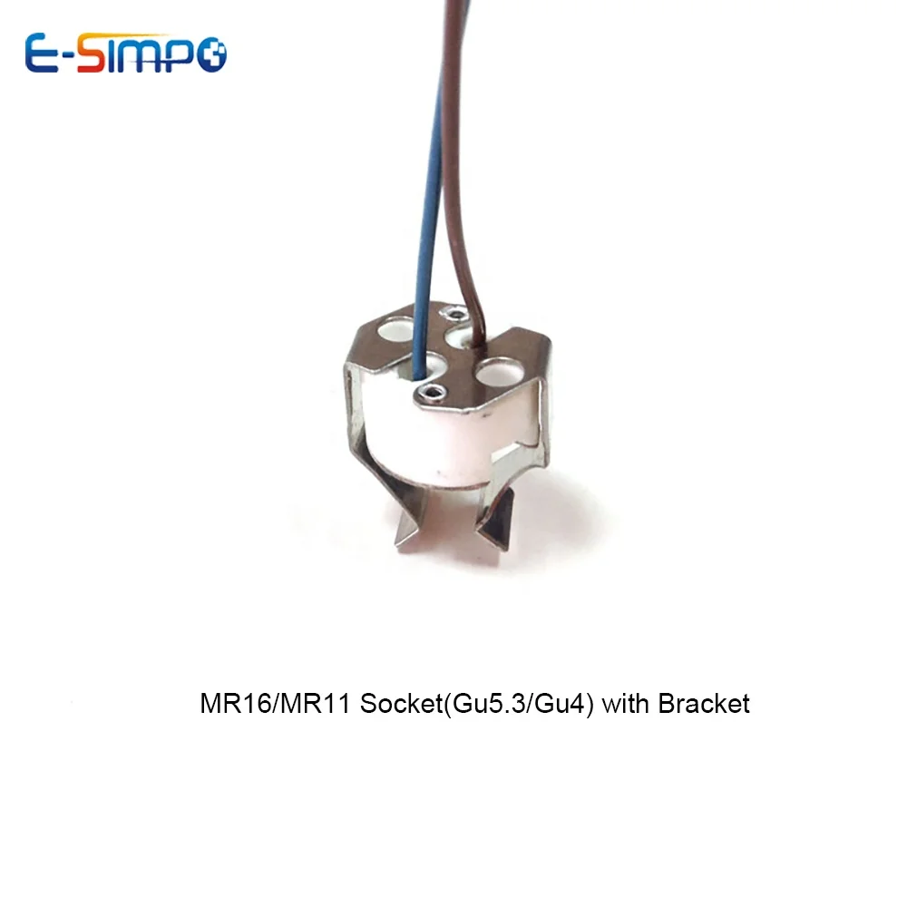 
MR11 MR16 socket with bracket G5.3 GU5.3 CFL Halogen LED MR11 MR16 Socket Ceramic with 10cm Silicon Wire 