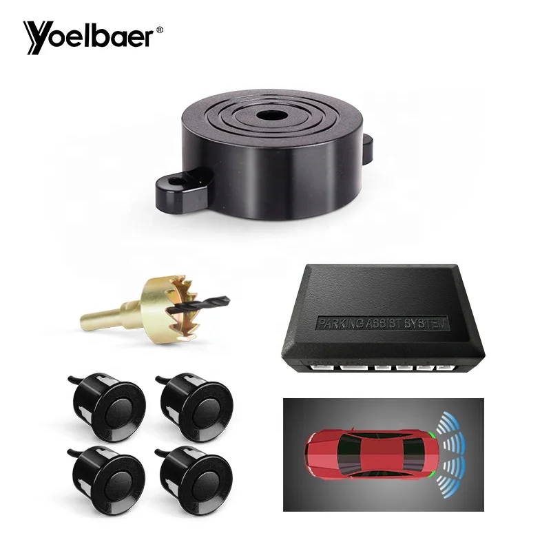 4 Sensors Buzzer 22mm Car Parking Sensor Kit Reverse Backup Radar Sound Alert Indicator Probe System 12V