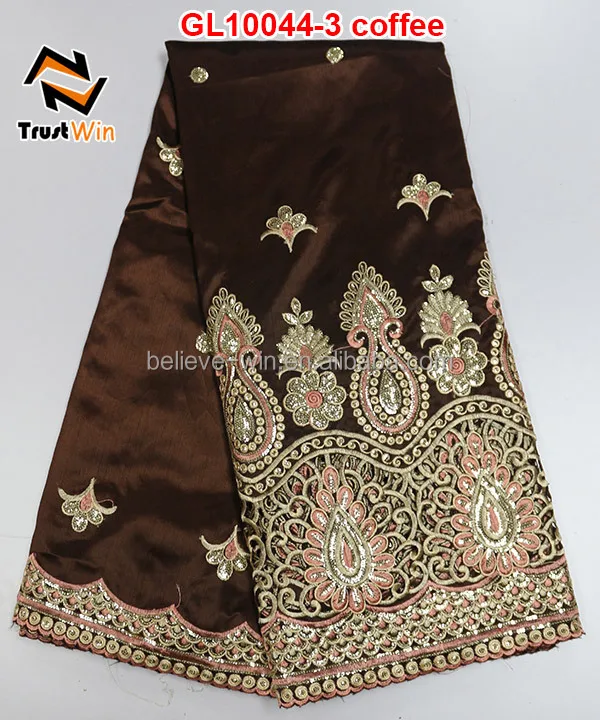 hot sale raw silk george fabric from indian GL10044 coffee
