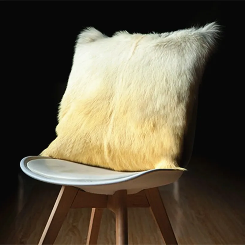 factory real goat fur pillows 40x40 square throw pillow with long curly hair