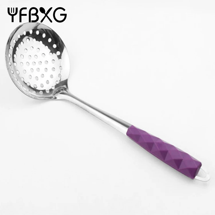 Набор кухонной утвари из нержавеющей стали с пурпурной мозаикой бакелитовой пластиковой ручкой