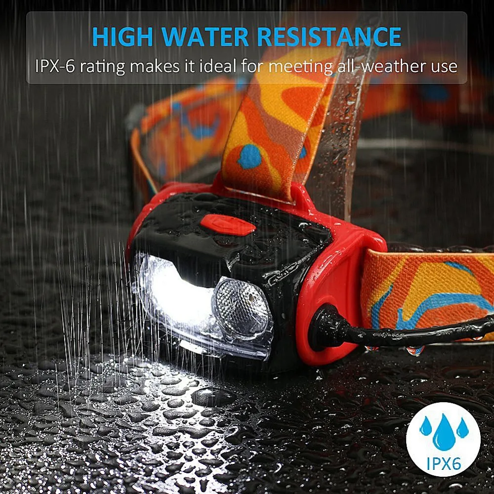 
High Lumen Waterproof Runners Hiking Battery USB Headlamp Rechargeable 