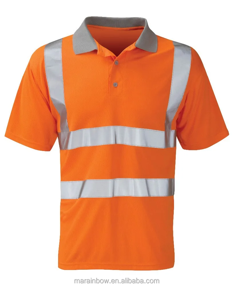 HiVis Cool Breathable Polo Shirt with Cross Back Workwear  Safty Reflective Shirt / Long Sleeve POLO T Shirts