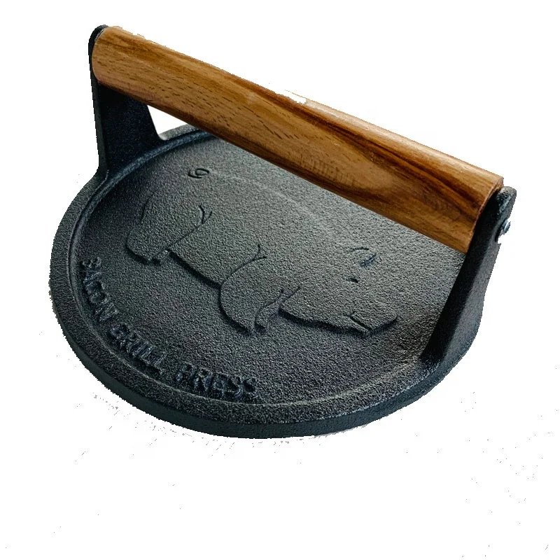 Предварительно приправленный круглый чугунный пресс инструменты для бургеров бекона гриль