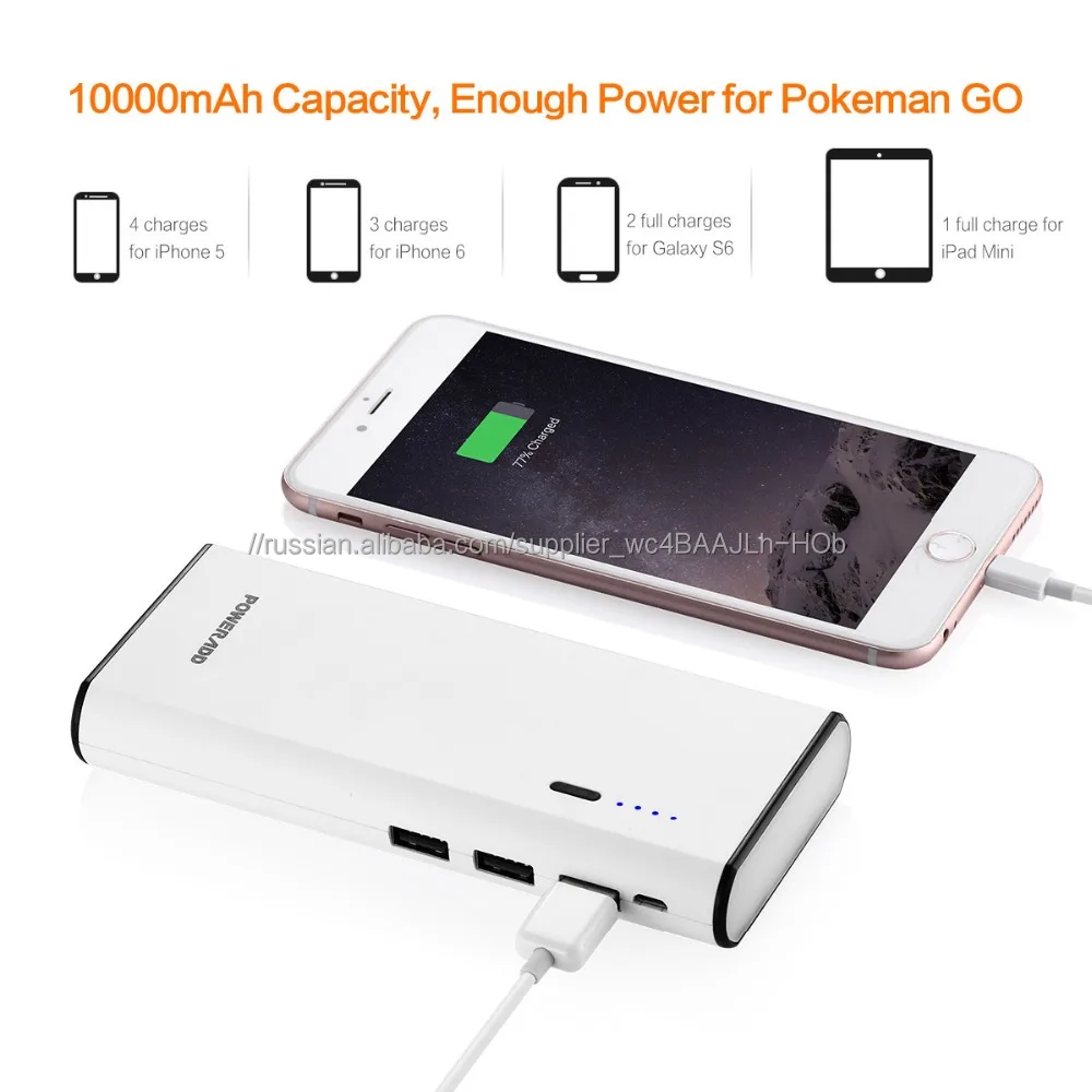 Poweradd оптовая Li-ion10000mAh Портативный банк силы Внешнее Зарядное Устройство