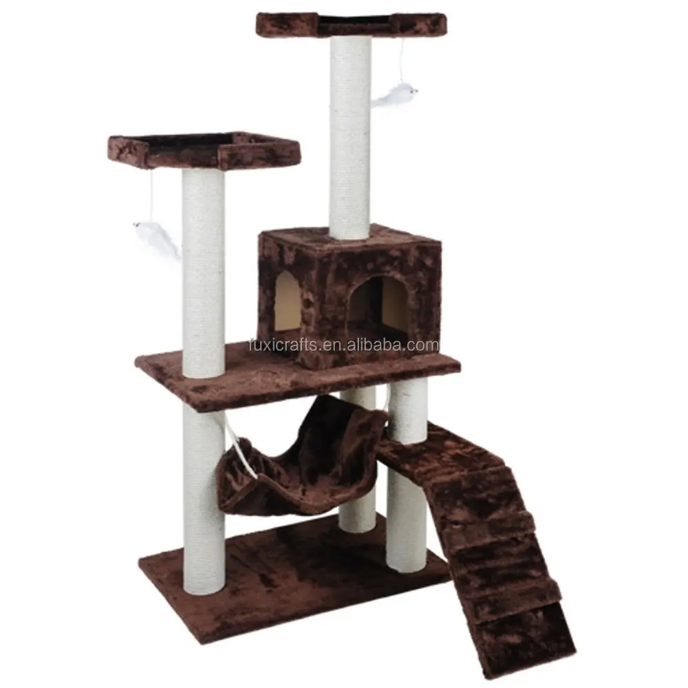 Cat Scratching Pole - Cat Tree House - Cat Gym with Ladder Soft Plush Covering
