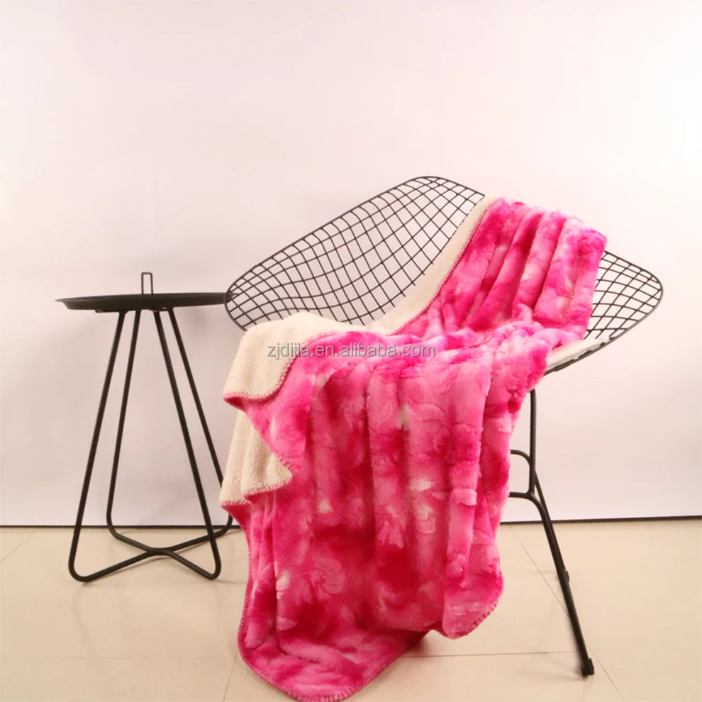 Super Soft Fuzzy Fur Faux Fur With Fluffy Sherpa Powder Pink Microfiber Throw Blanket