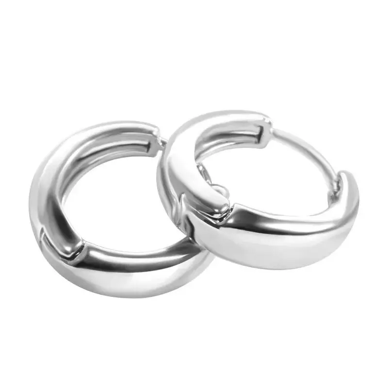 10mm Men Women 925 Sterling Silver Plain Simple Tiny Small Hoop Huggie Earrings