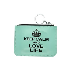 GQB001 Персонализированная Зеленая кожаная визитница для удостоверения личности с надписью Keep CALM AND LOVE life