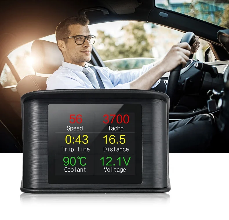 Digital Car Voltage Speed Meter Hud P10 Car Front Display with Water Temperature Alarm Automatic Diagnostic Tool Hud