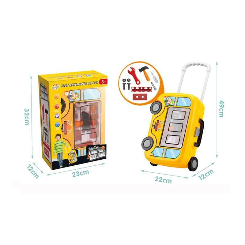 
Pretend play kids DIY plastic trolley tool set toys for wholesale 