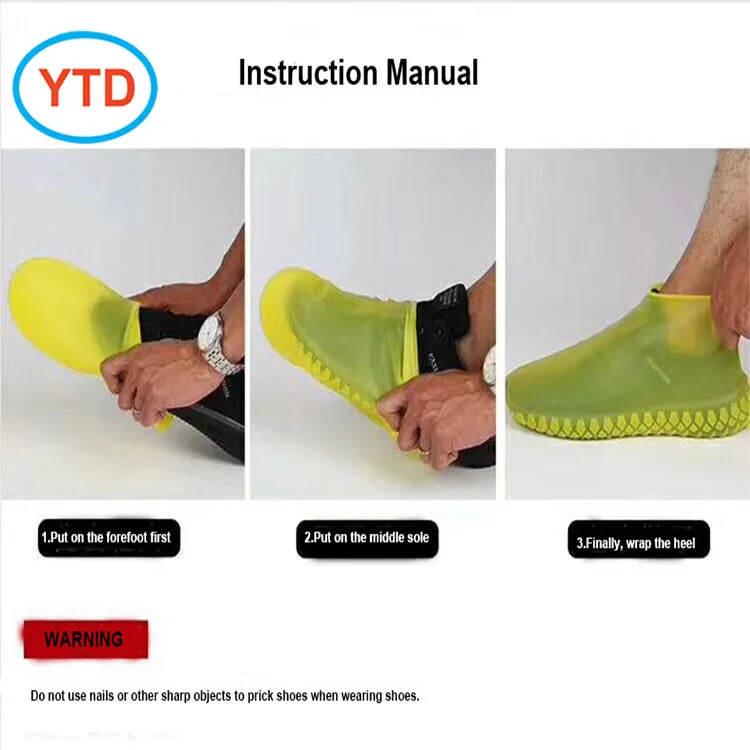 custom color reusable safe non slip silicone shoe covers waterproof silicone rain boots