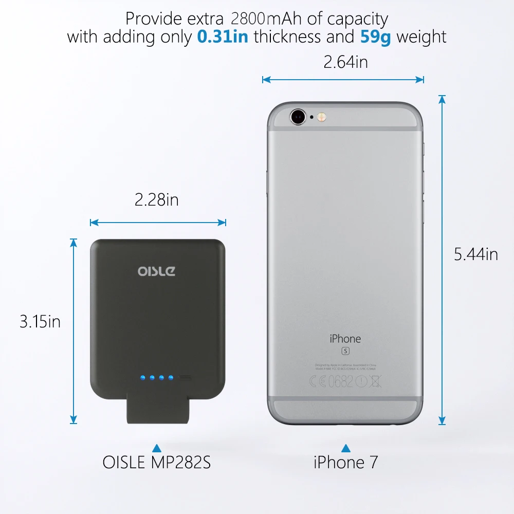 OISLE Mini 2800mAh Palm-Sized Portable Charger Power Bank External Battery Charger for iPhone