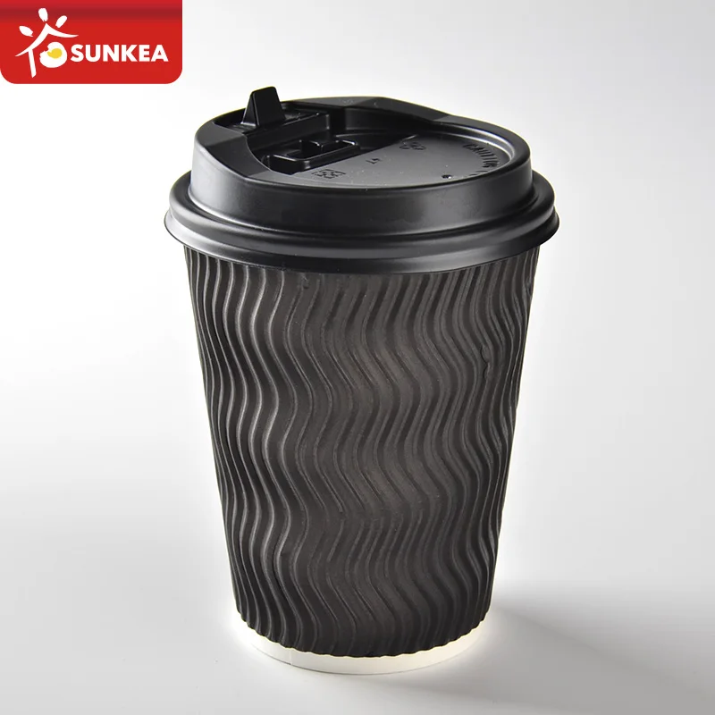 Disposable ripple wall black coffee paper cup