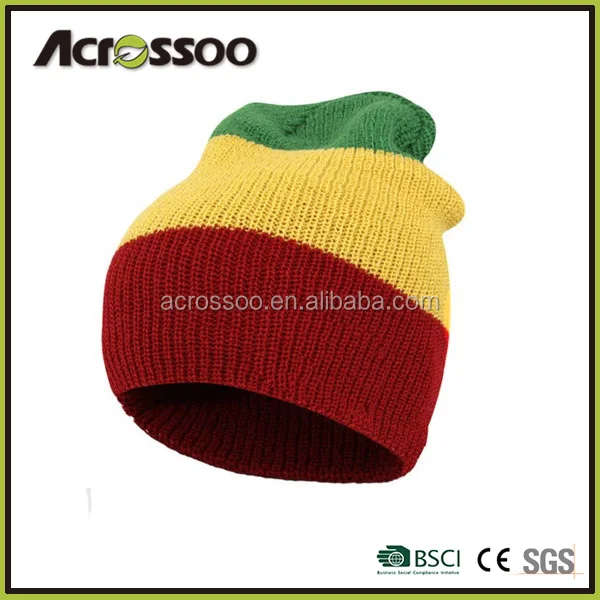 unisex jacquard stripe slouch baggy knit rasta beanie