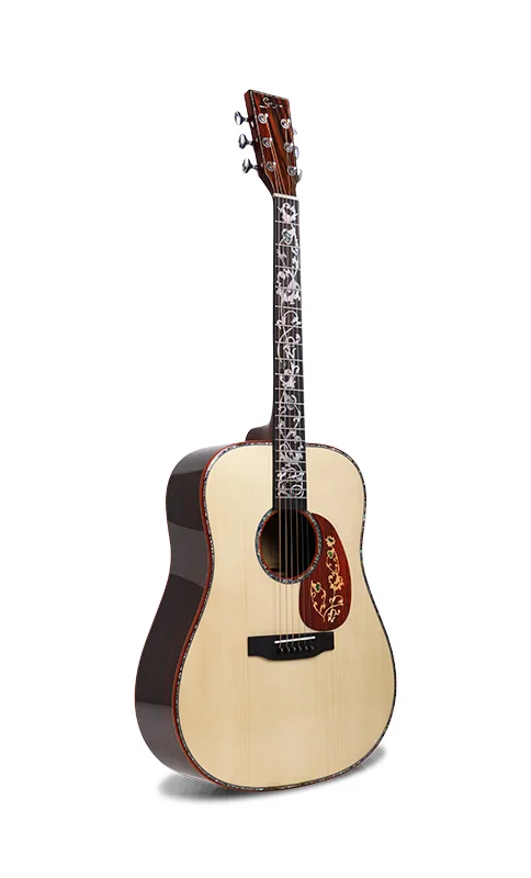 Guitar kit Solid Rosewood Mahogany inlay design neck acoustic guitar from Vines Factory