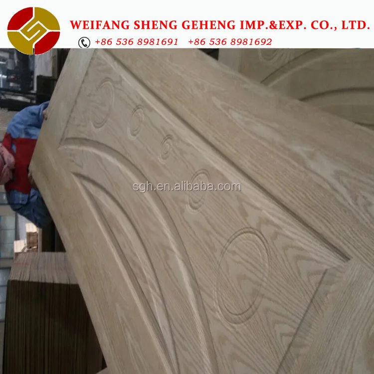 750x850x950x1050x2150x3mm chinese Ash/Teak/White Oak veneer HDF doorskin product E1 glue from Linyi city