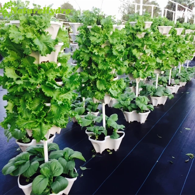 Vertical garden tower hydroponic indoor outdoor stacking gardening pots plastic