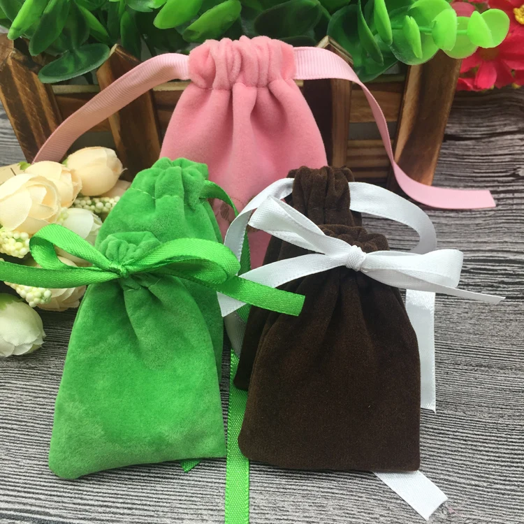 Small collection drawstring red velvet christmas gift bag