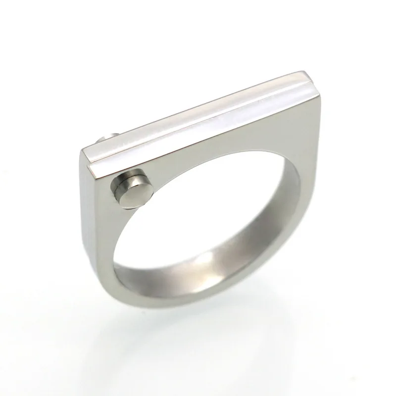 Fashion Flat Shackle  Punk Screw Finger Rose Gold Color Rings For Women Titanium Steel Ring Jewelry Wholesale