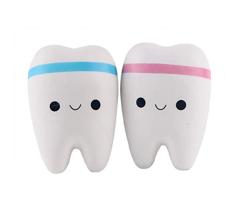 Mskwee Cute Cartoon Tooth Pendant Squishy Toy Slow Rising Hand Spinner Teeth Soft Cute Stretchy Squeeze Toy Gifts for children