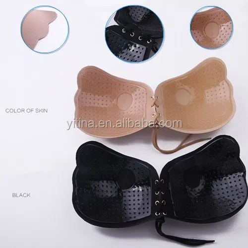 
2017 Hot selling big size sexy girls stripping underwear adhesive nude bra with drawstring push up invisible lala bra 