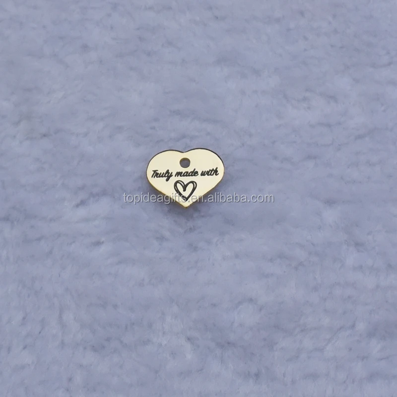 Fashion customized Silver Gold Rose Gold Metal Heart Jewelry Tags With Custom Logo Engraved Factory Price
