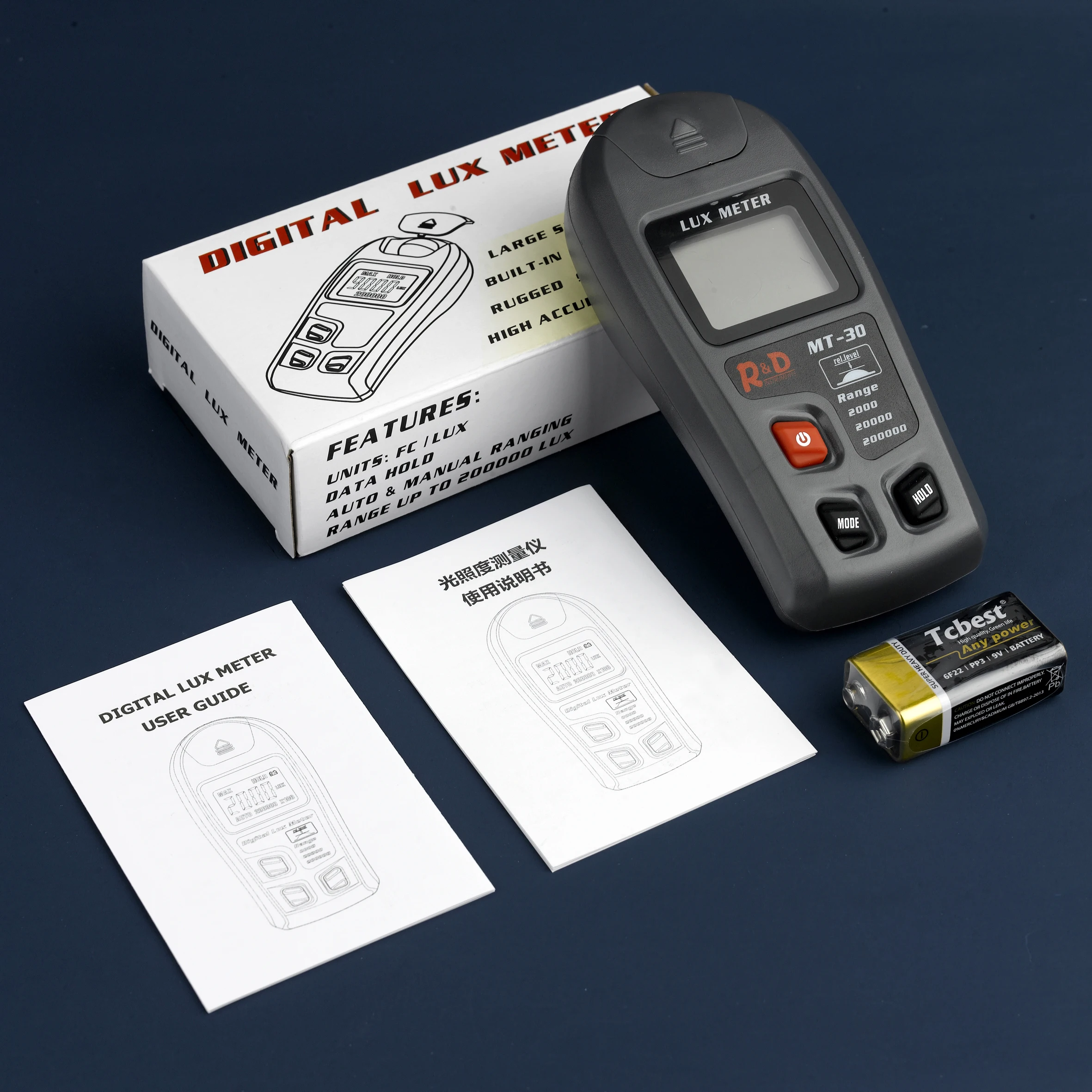 MT30 High Accurate Digital lux meter 200,000 Lux Digital LCD Pocket Light Meter Lux Meter