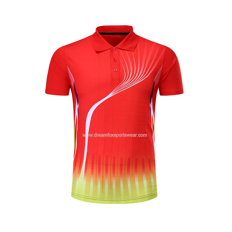 New design cheap custom made table tennis t shirt sublimation short sleeve adult cricket polo tennis training shirt quick dry