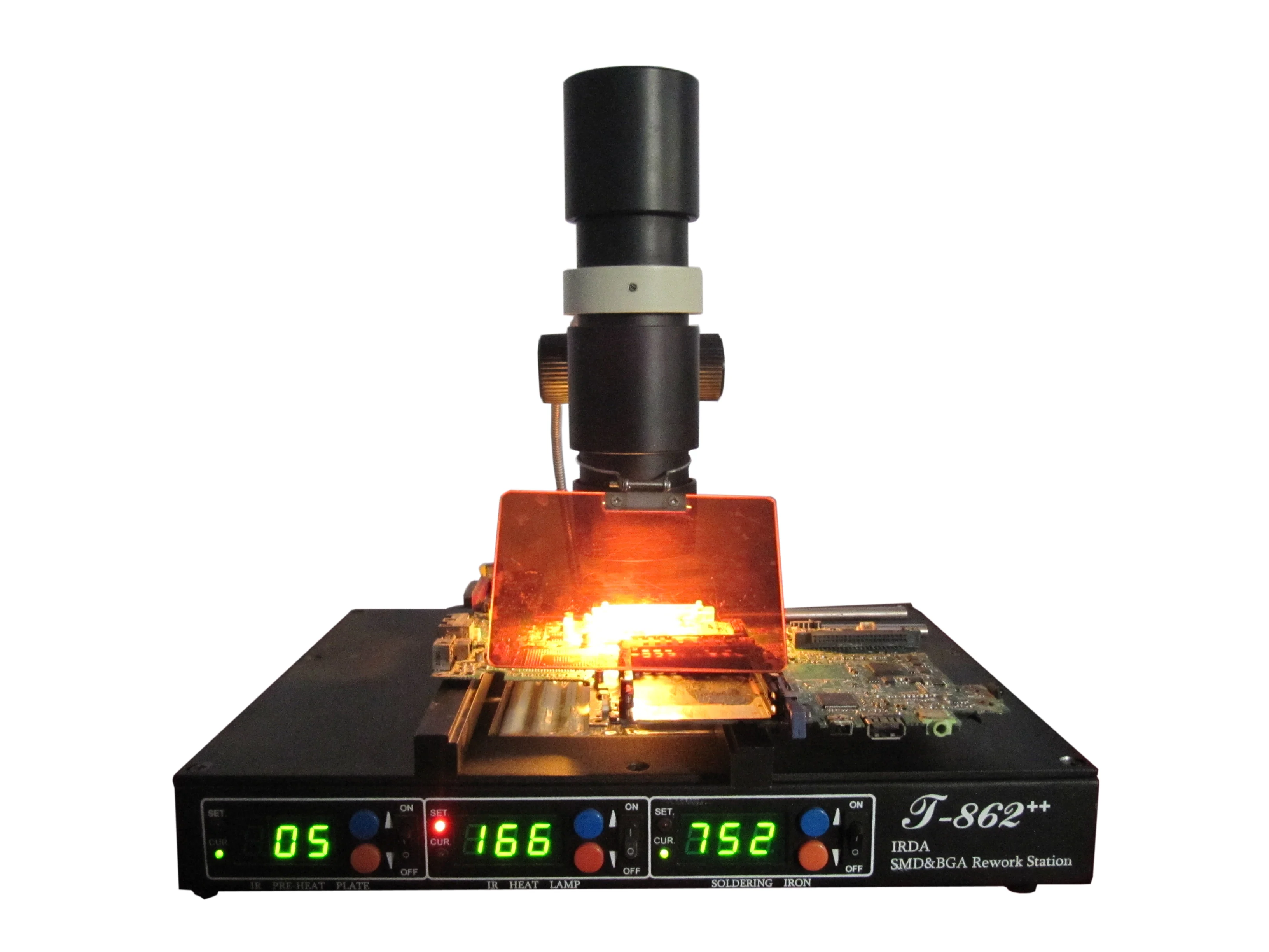 SMD T-862  infrared 3 in 1 BGA rework station with electric iron phone laptop components desoldering and welding machine