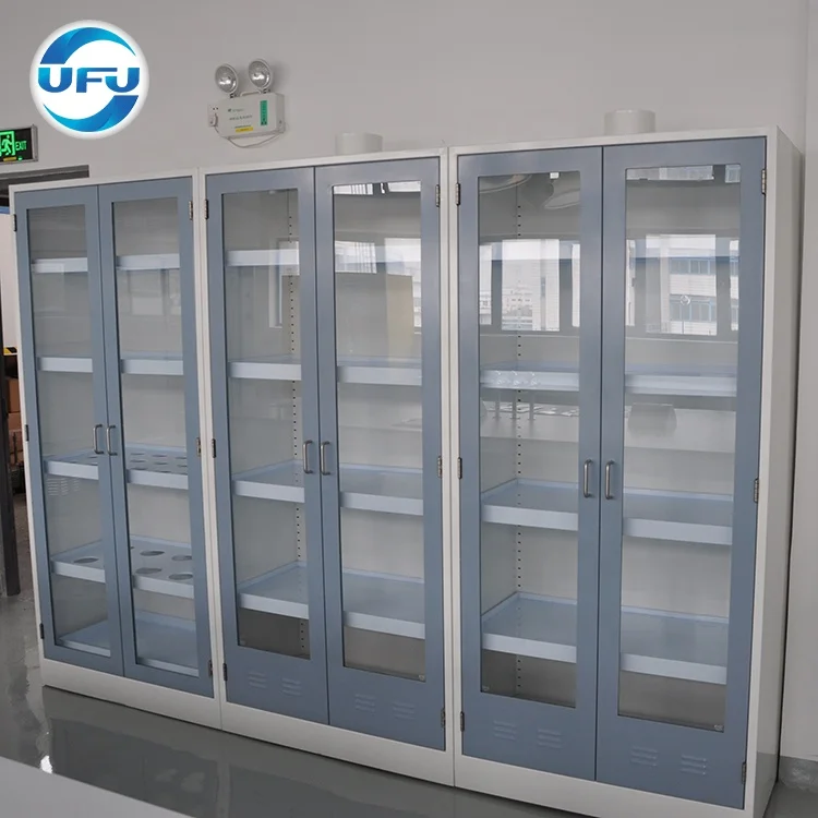 Lab Chemical Resistant Furniture Utensil Storage Cabinet  With Glass Door