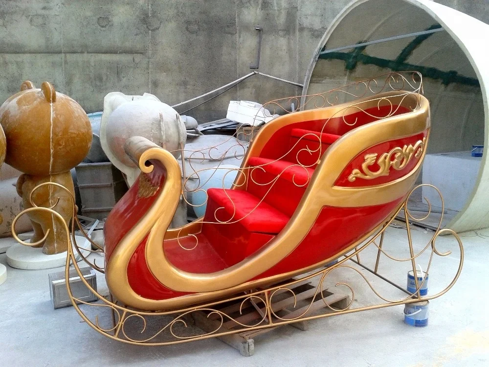 high quality most popular Fibreglass Christmas santa claus sleigh for decoration