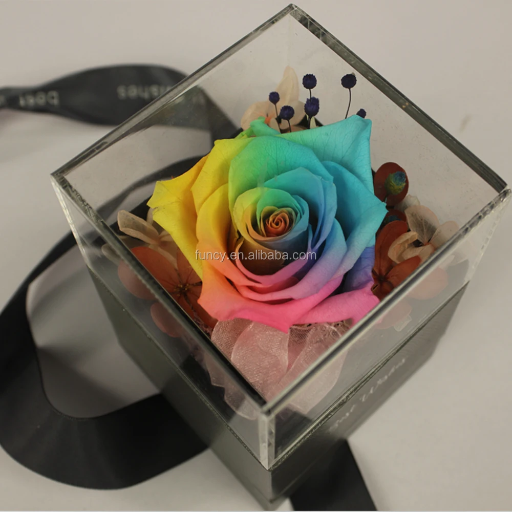 Square Jewelry Box Hydrangea Arrangement Preserved Rose in Box