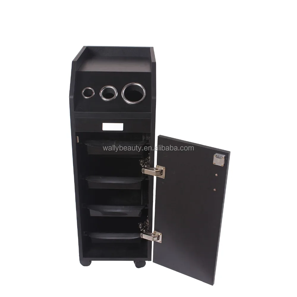 Hair Beauty Station Salon Lockable Cabinet Wood Salon Trolley