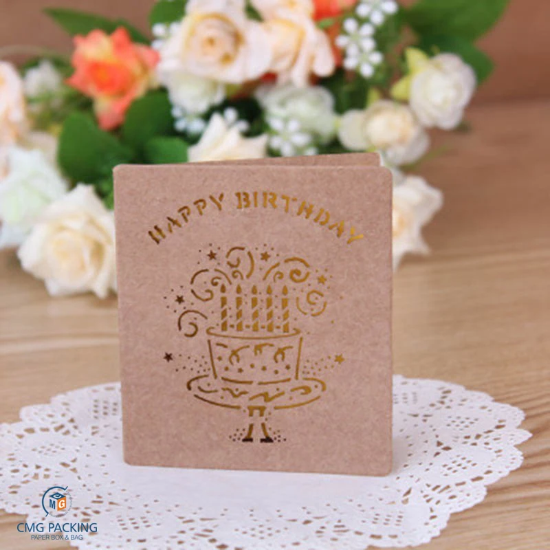 Good Folding Kraft Paper Greeting Card Best Wishes Happy Birthday Blessing Greeting Message Card Event & Party Supplies