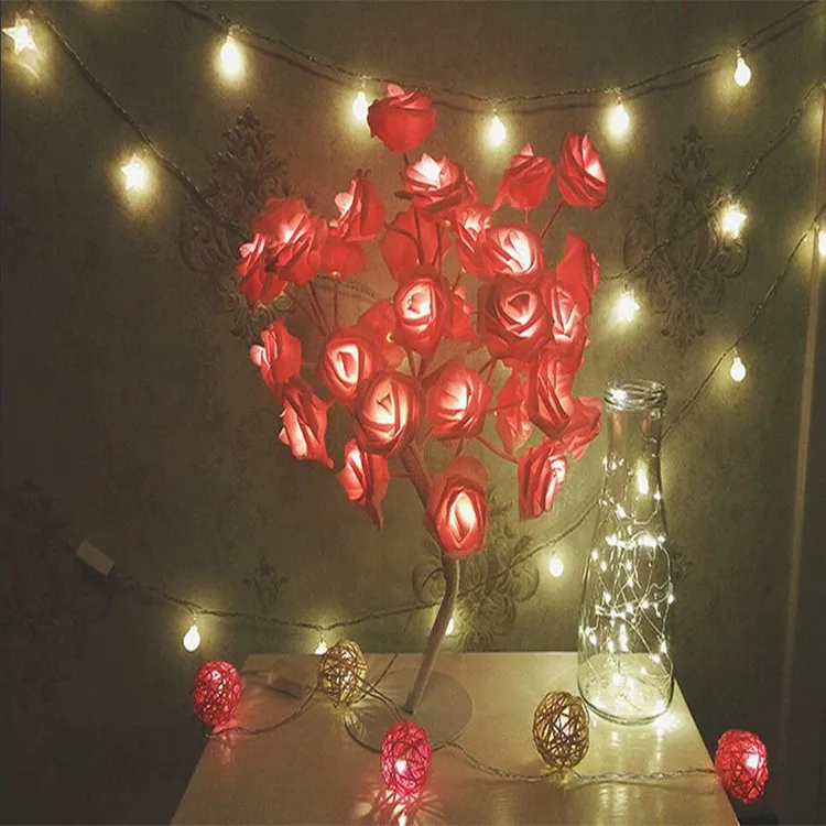 Top sale 45cm height rose led tree light battery power light