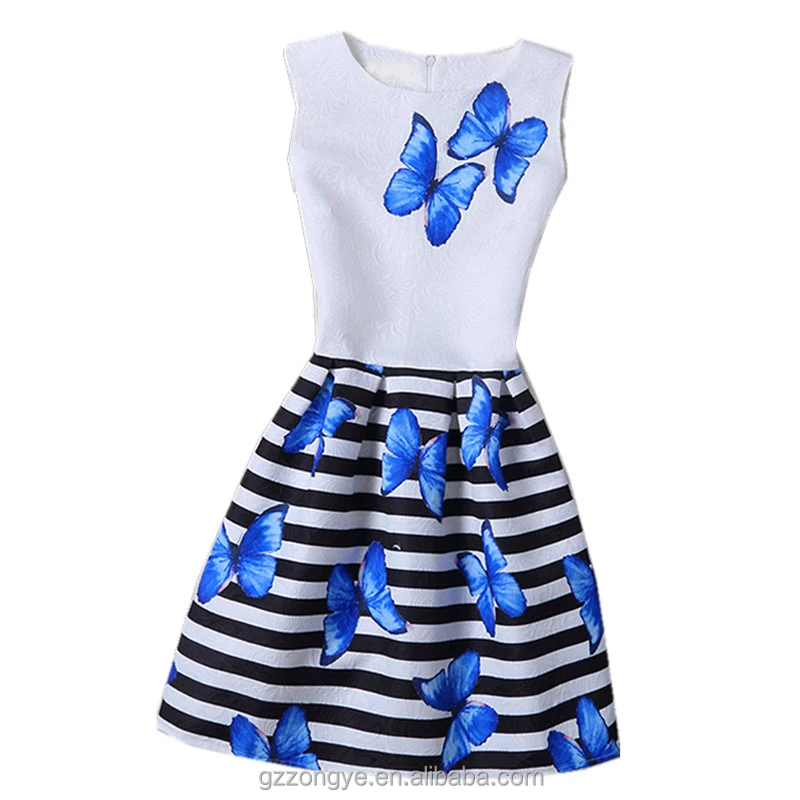 Latest hot selling women jacquard dresses patterns print vintage sleeveless party mini dresses