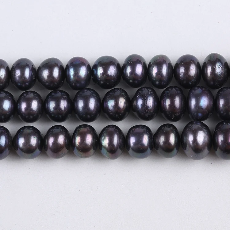 wholesaler 12-13mm black peacock green  button pearl for jewelry making