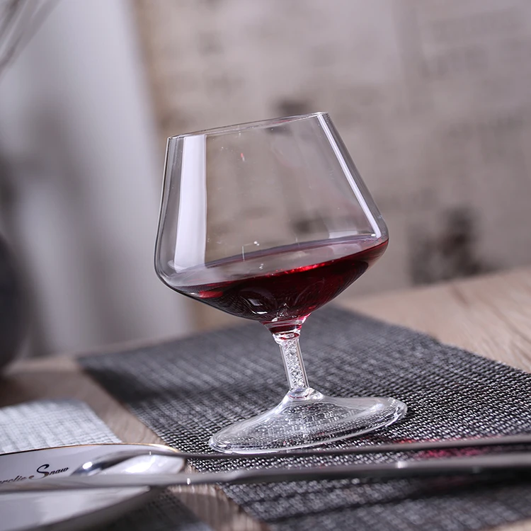 370ml Handmade Brandy Cognac Wine Goblet Glassware with colored stem