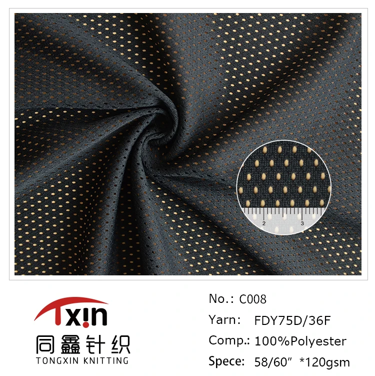 
tear resistant mesh fabric basketball shorts fabric knitted small hole fabric 