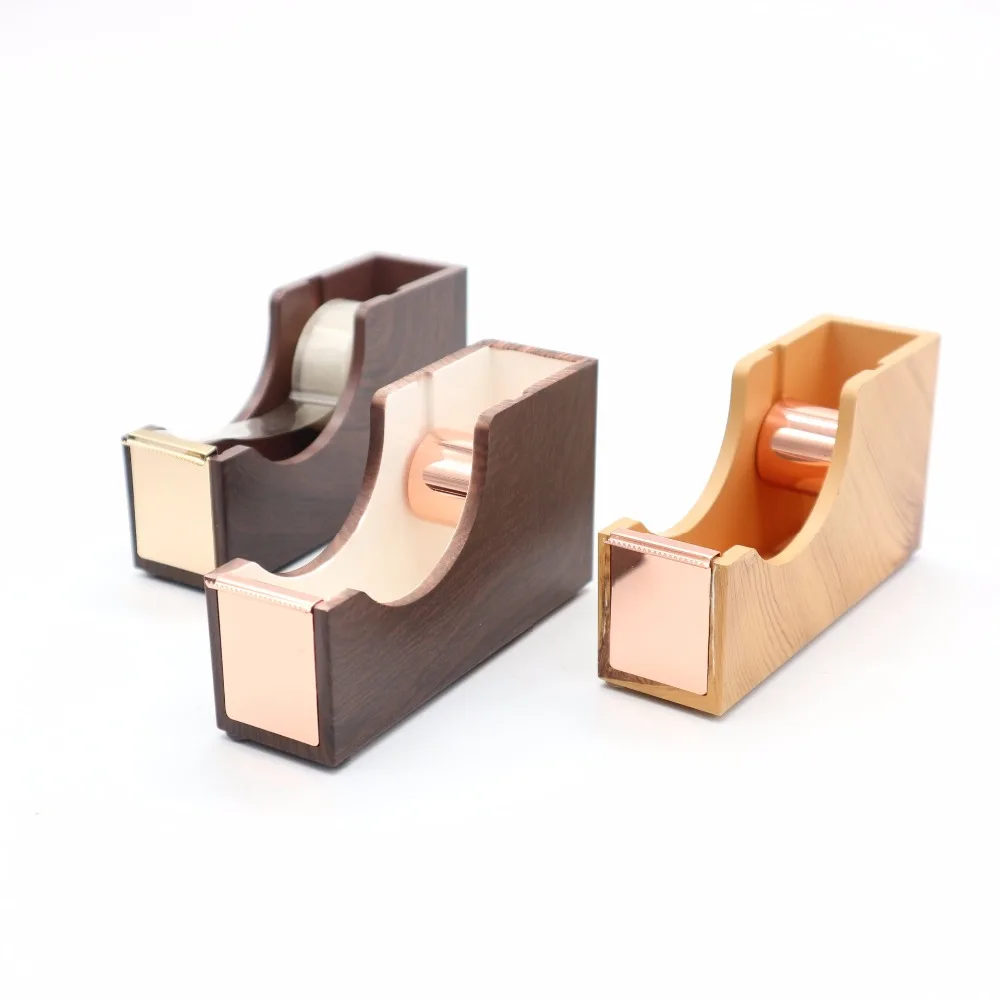 Stationery Products Customized Logo Acrylic Light Wooden Grain Washi Tape Dispenser