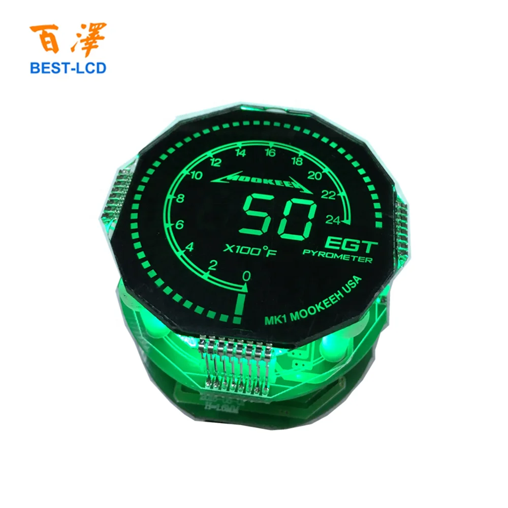 PMVA customized Round Shape Graphic LCD Display With Green/Blue/White/Red LED Backlight For Automobile/Motorbikes